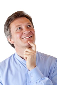 Aged Man Looks Positive Contemplative In The Air Royalty Free Stock Photo