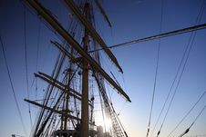 Ship Tackles, Rigging On A Old Frigate Stock Photos Ship Tackles, Rigging On A Old Frigate Stock Photos