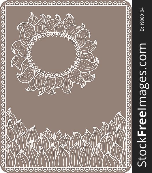 White decorative patterns on a brown background