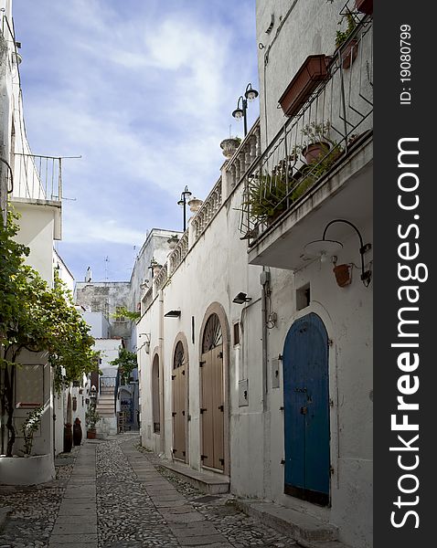 Narrow street detail in south Italy