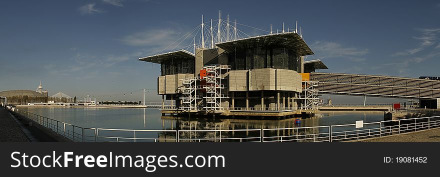 Panoramic view of Lisbon Oceanarium and surrounding area