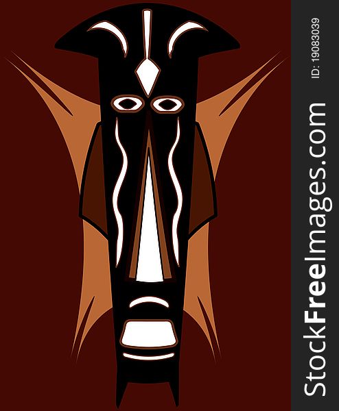 Illustration of an abstract tribal mask with African colors