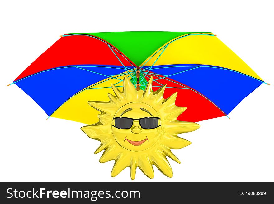 Cartoon Sun With Umbrella