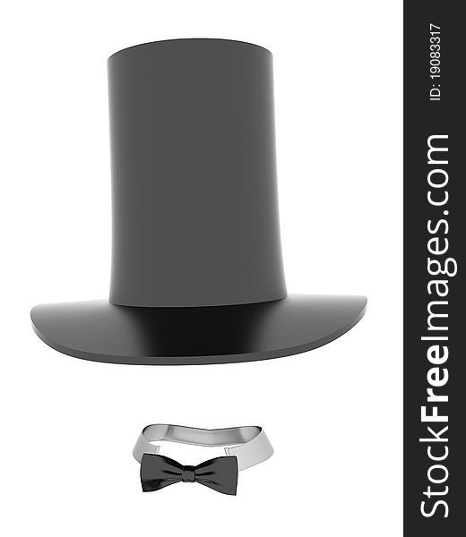 Black magician hat. Isolated On white background
