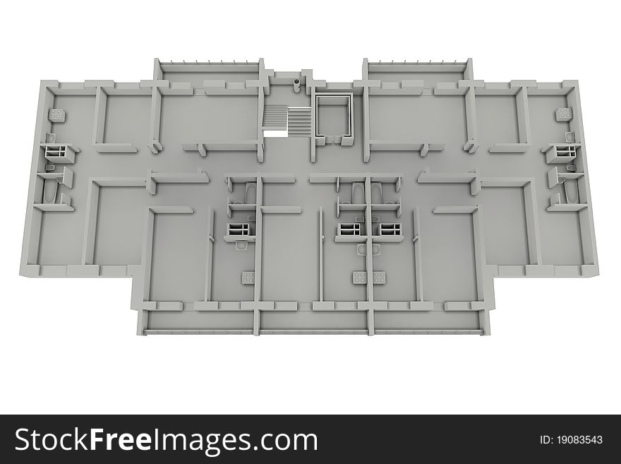 Floor plan house isolated on white. 3d render