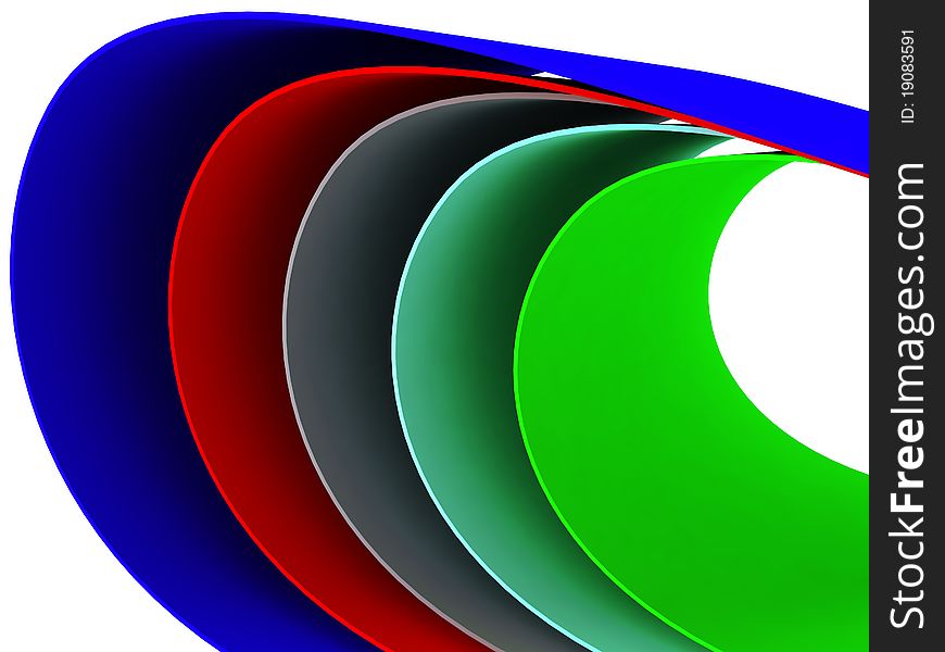 Multi colored curves isolated on the white