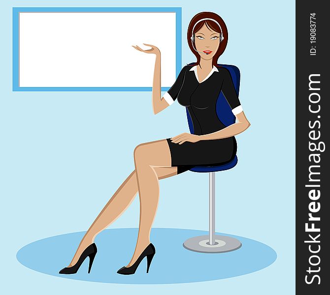 Illustration of lady giving presentation in front of board
