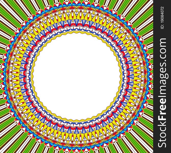 Colorful round fantasy pattern with room in centre. Colorful round fantasy pattern with room in centre