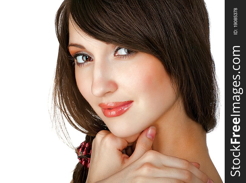 Close-up portrait of caucasian young woman. Close-up portrait of caucasian young woman