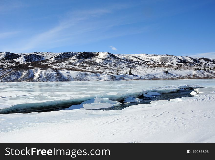 Break in the Ice on the Delta River in Alaska. Break in the Ice on the Delta River in Alaska