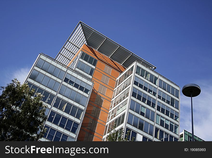 Modern office building in commercial district. Modern office building in commercial district