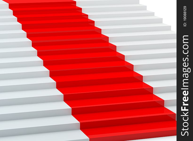 White steps with a red carpet