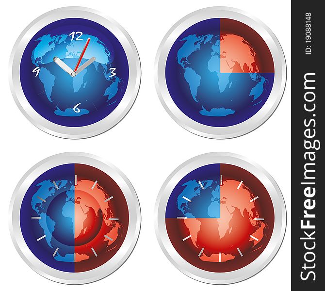 World Time. Set Of Four Clock.