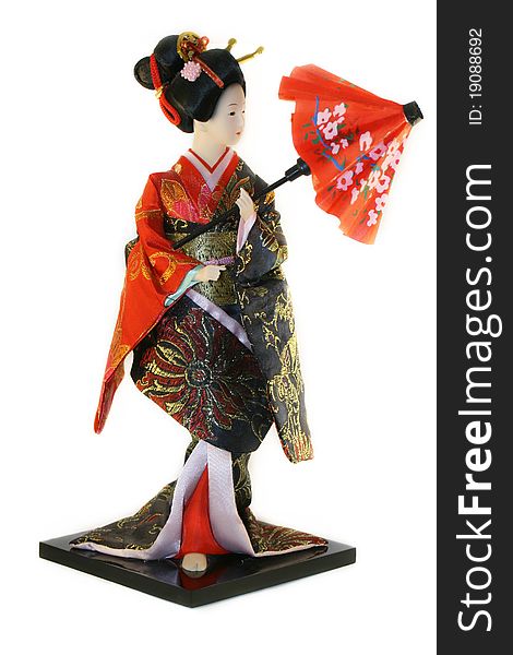 Japenese geisha over white background