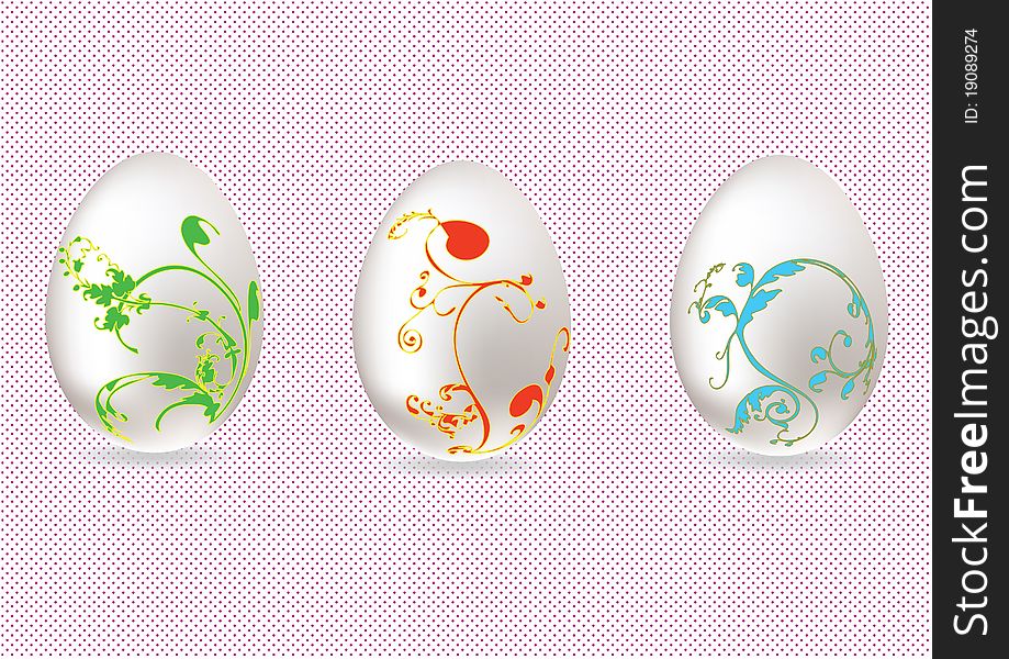 White eggs with different florets. White eggs with different florets