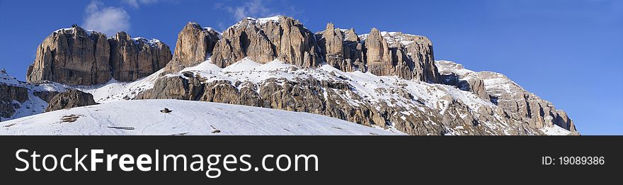 Panorama of Dolomites in winter. Panorama of Dolomites in winter