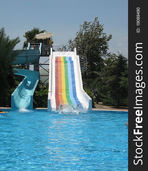Small waterslides on the Egyptian resort