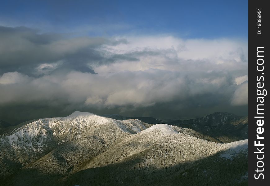 Clouds in frost mountains in Slovakia. Clouds in frost mountains in Slovakia