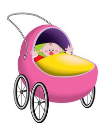 Baby In Baby Carriage Stock Photo