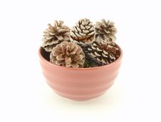 Pine Cones In Brown Bowl Stock Image Pine Cones In Brown Bowl Stock Image