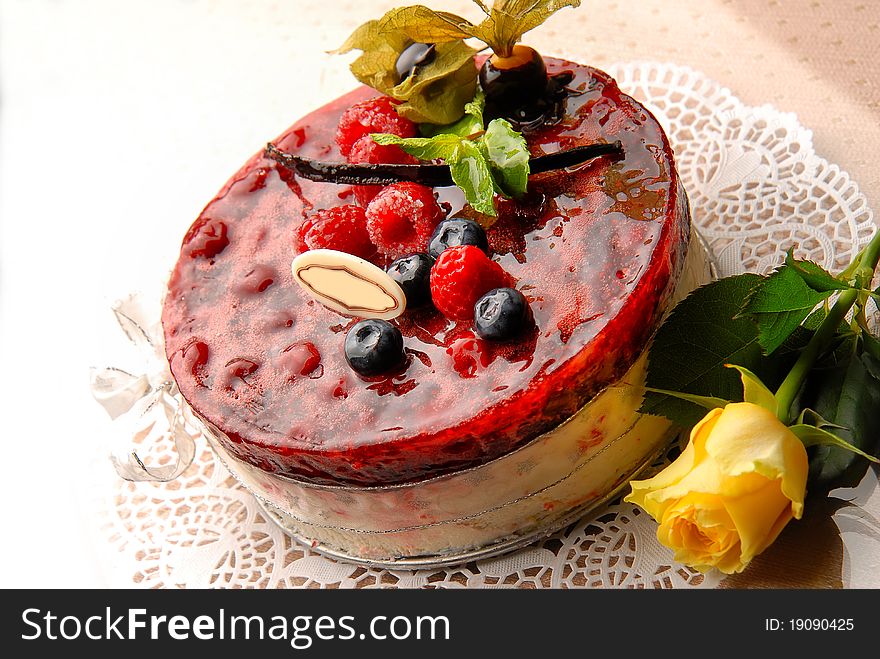 Beautiful cake with fresh berries. Beautiful cake with fresh berries