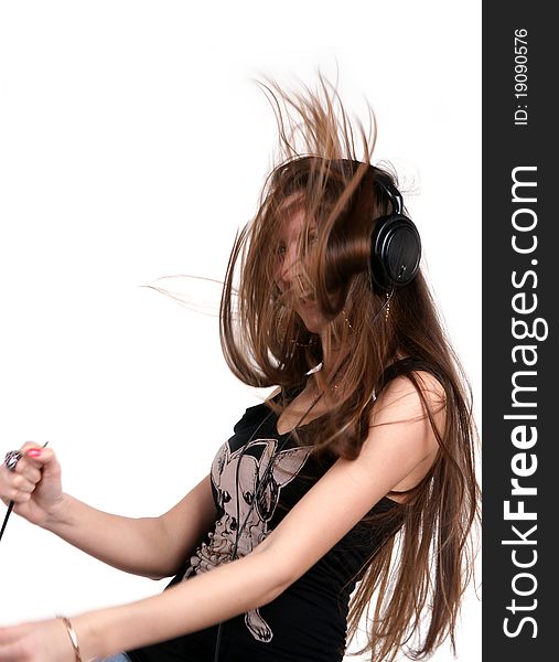 Cool teenager listening to music and dancing. Cool teenager listening to music and dancing