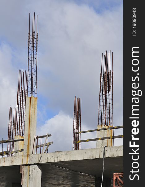 Construction of a concrete structure. Construction site.