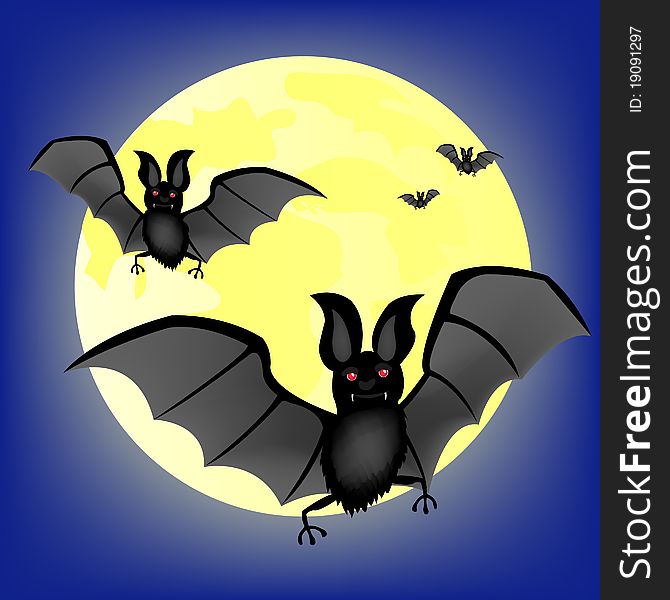 Bat vampire on background of the moon. Bat vampire on background of the moon