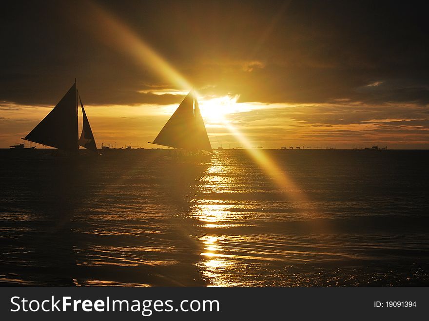 Boracay Beach in the Philippines during sunset. Boracay Beach in the Philippines during sunset