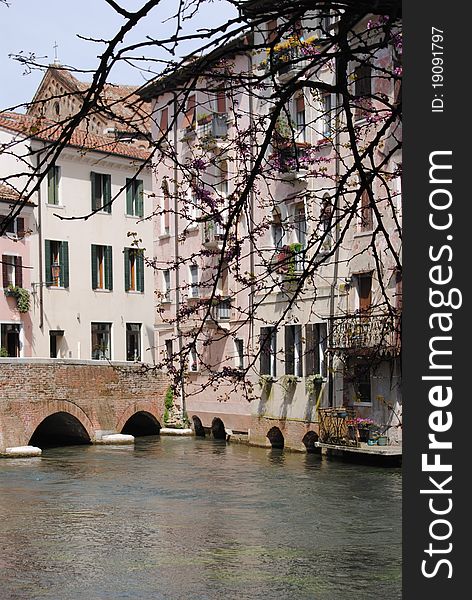 City ??of Treviso, Italy, in the spring in the Venetian