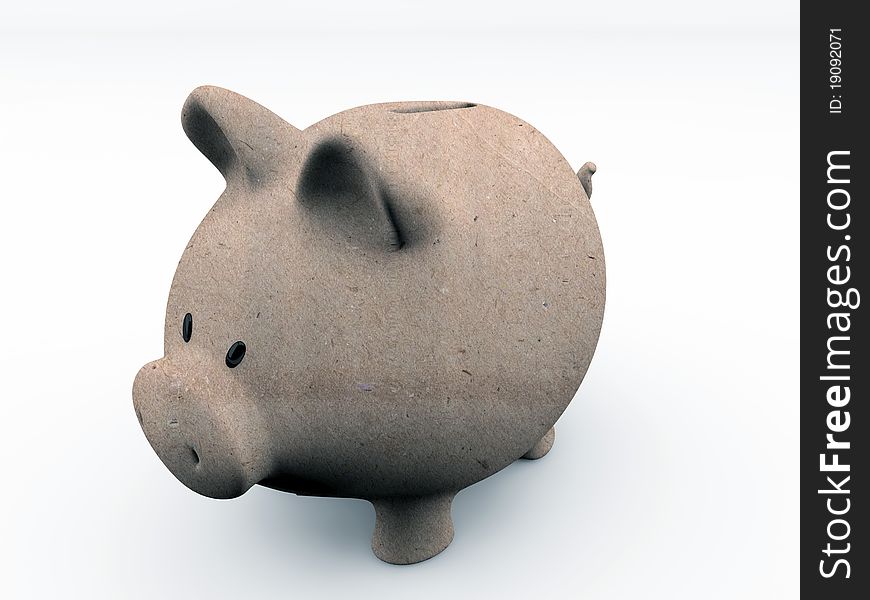 Piggy bank made with paper isolated on white background