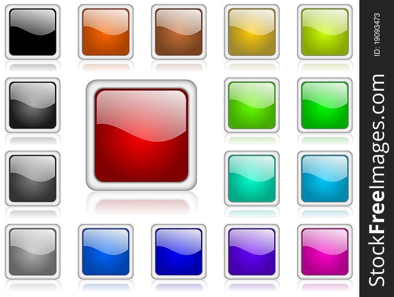 Colored buttons set isolated over white
