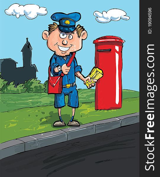 Cartoon Postman By A Mailbox - Free Stock Images & Photos - 19094596 |  