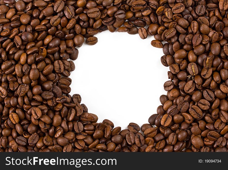 Coffee beans frame. Close up. Coffee beans frame. Close up