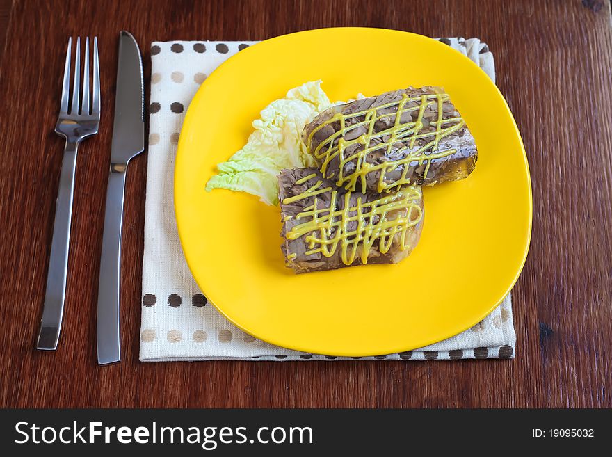 Russian traditional aspic with mustard. Russian traditional aspic with mustard