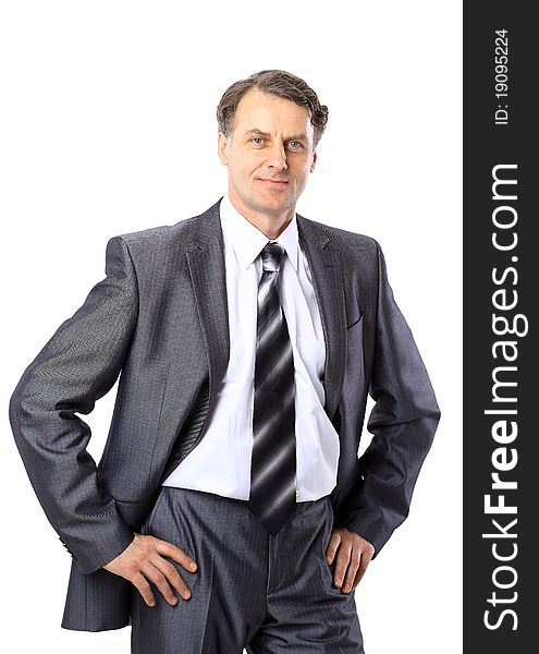 Portrait of a senior business man isolated on white.