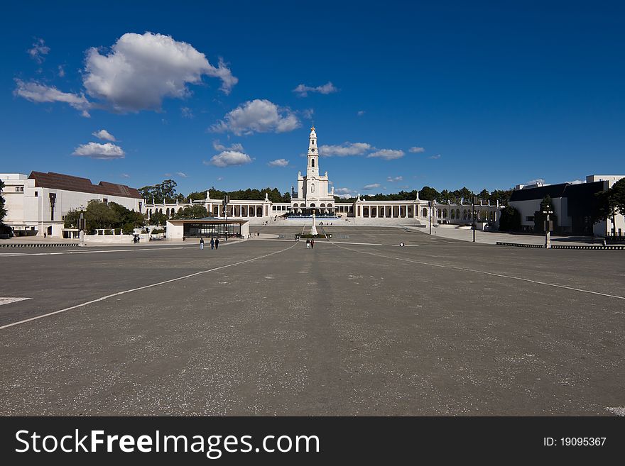 View of the sanctuary with Our Lady of the Rosary basilica at the center. View of the sanctuary with Our Lady of the Rosary basilica at the center