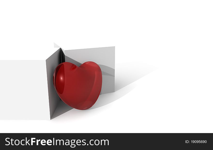 Red heart on white boxes