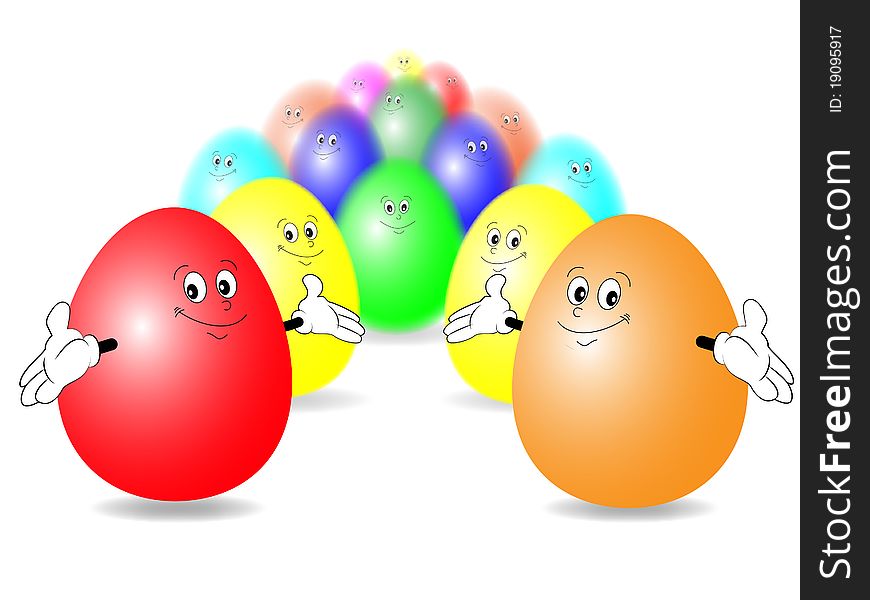 A group of happiest colored eggs. A group of happiest colored eggs