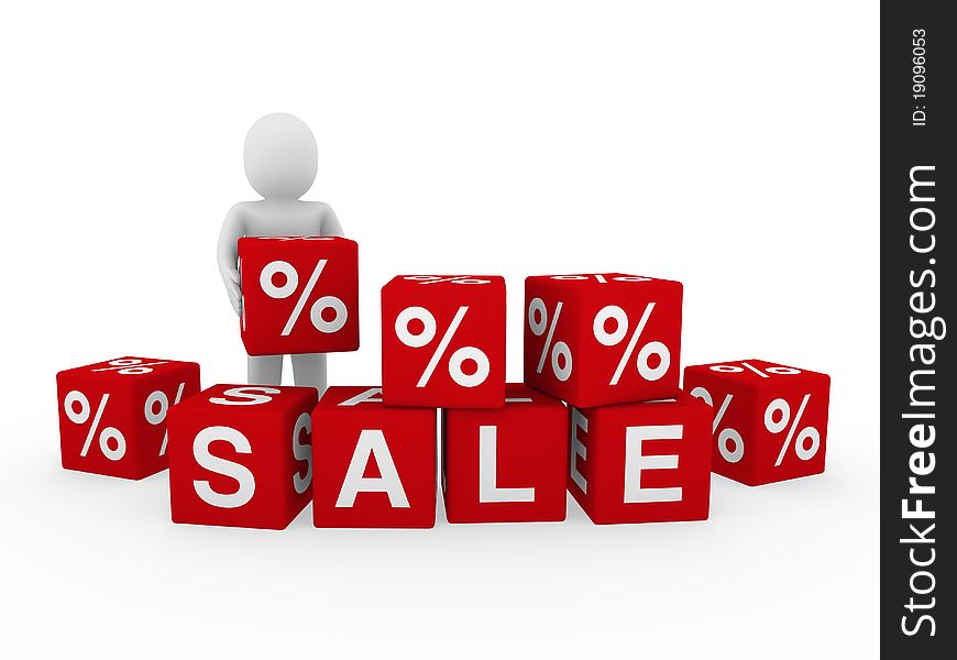 3d sale human red cube sell business discount. 3d sale human red cube sell business discount