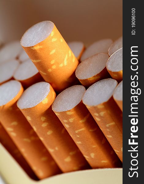 Close Up Of Cigarettes In Box