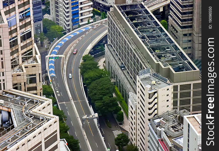 Tokyo overhead Highway in the middle of downtown. Tokyo overhead Highway in the middle of downtown