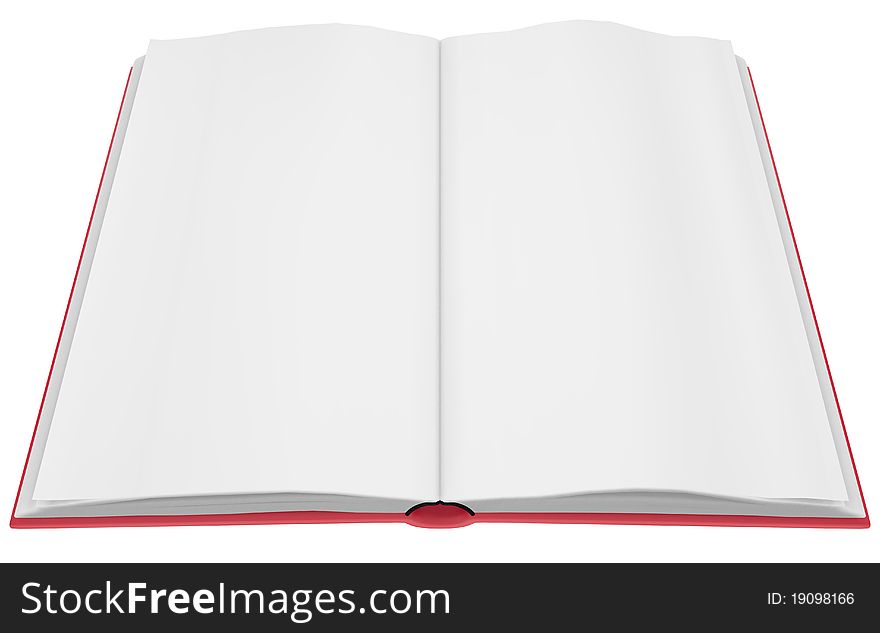 Render of book with empty pages on white background. Render of book with empty pages on white background