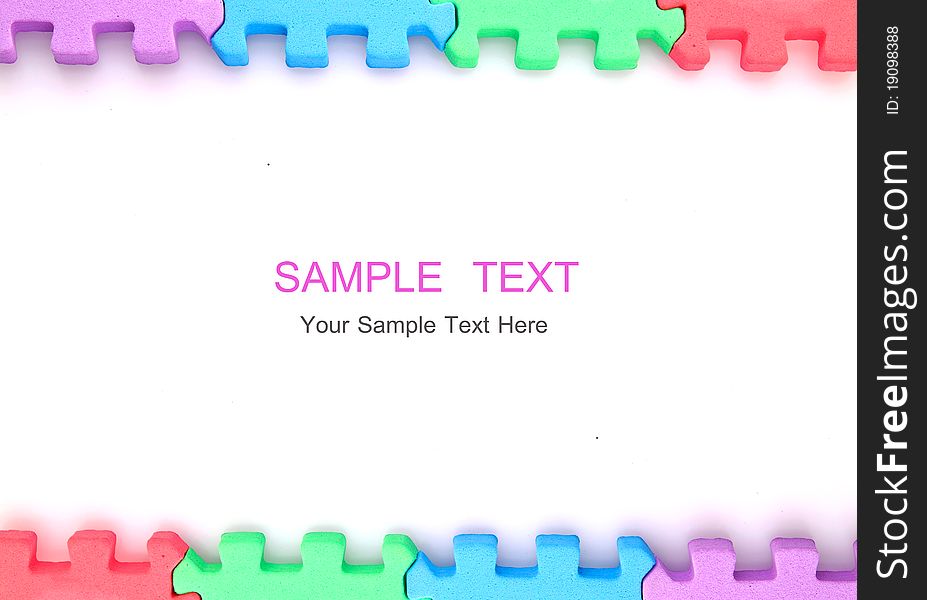 Frame puzzle on white background with copy space and sample text