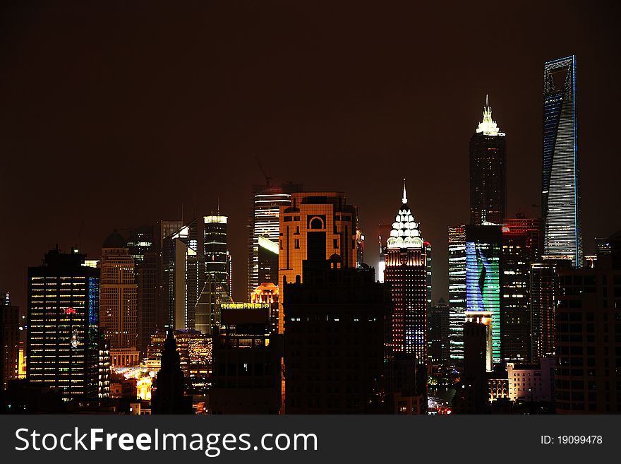 Night view in shanghai financial district.