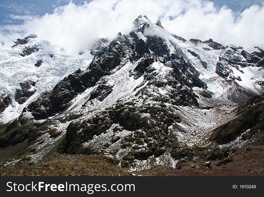 Glaciers in the Urubamba Mountain Range and Lares Valley in Peru. Glaciers in the Urubamba Mountain Range and Lares Valley in Peru