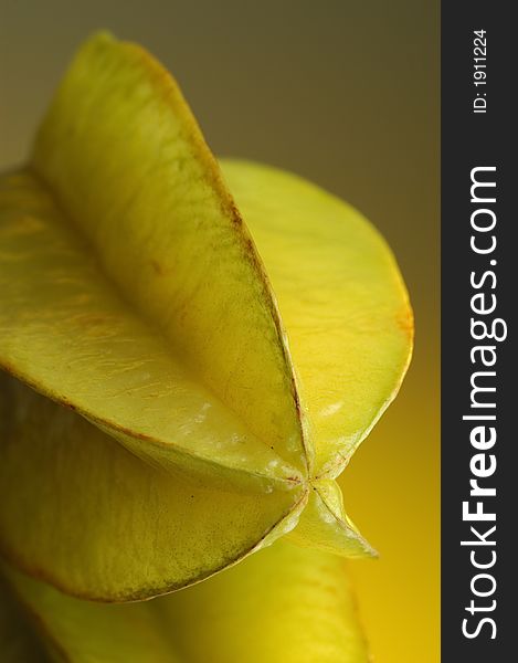 Carambola, water and mirror surface. Carambola, water and mirror surface