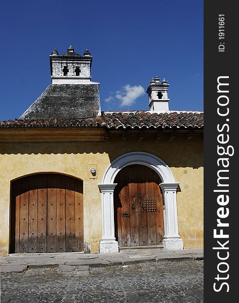 Spanish colonial doors in Antigua Guatemala. Spanish colonial doors in Antigua Guatemala