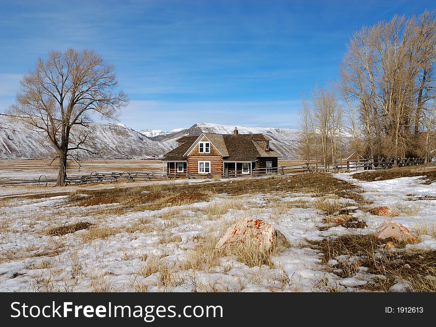 Log House on National Elk Refuge in Wyoming, USA. Log House on National Elk Refuge in Wyoming, USA