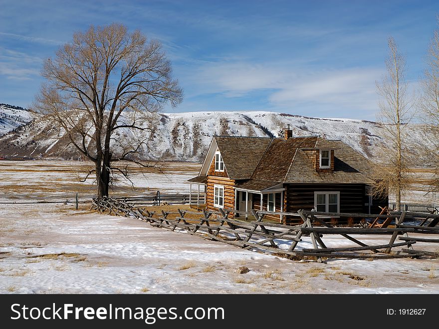 Log House on National Elk Refuge in Wyoming